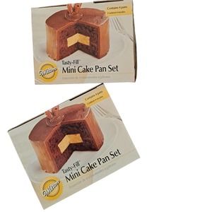 NIB- TWO SETS Wilton Tasty-Fill Mini Cake Pans Set, 4-Piece x 2